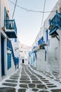 Mykonos Greece Island with whitewashed building at the streets of little Venice Mykonos Royalty Free Stock Photo