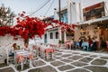 Mykonos Greece Island with whitewashed building at the streets of little Venice Mykonos Royalty Free Stock Photo