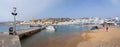 Panoramic view of Chora of Mykonos with tourists