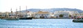 Mykonos, Greece, 11 September 2018, Panoramic view of the old port of Chora in the Cyclades