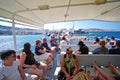 Mykonos, Greece, 11 September 2018, Tourists at the old port embark on special ferries to the island of Delos