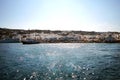 Mykonos, Greece, 11 September 2018, view from the bustling center of the port