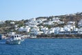 Mykonos, Greece, 11 September 2018, view of the old port of Chora in the Cyclades