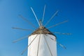 Mykonos, Greece. Traditional windmills. The symbol of Mykonos at the day time. Landscape with traditional windmils.