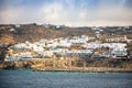 Mykonos island aerial panoramic view, part of the Cyclades, Greece Royalty Free Stock Photo