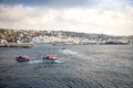 Mykonos island aerial panoramic view, part of the Cyclades, Greece