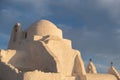 Mykonos island Cyclades, Greece. Panagia Paraportiani famous church, at sunset Royalty Free Stock Photo