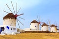 Mykonos island windmills in Greece, Cyclades Royalty Free Stock Photo