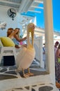 mykonos mikonos island greece pelekan bird Royalty Free Stock Photo