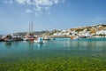 Mykonos port with fishing boats and yachts and vessels, Greece Royalty Free Stock Photo