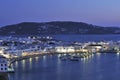 Mykonos Port at night Royalty Free Stock Photo