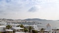 Mykonos port panorama Royalty Free Stock Photo