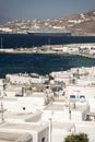 Mykonos Town Harbour and `new` cruise terminal Greece Royalty Free Stock Photo