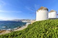 Mykonos windmills, Chora, Greece Royalty Free Stock Photo