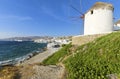 Mykonos windmills, Chora, Greece Royalty Free Stock Photo