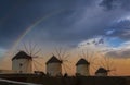 Mykonos windmills and rainbow