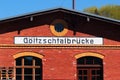 Mylau, Germany - April 30, 2023: Old railway station at Goltzsch Viaduct, a railway bridge in Germany, the largest brick-built