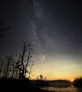 Milky way Night sky stars observing over swamp Royalty Free Stock Photo