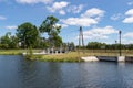 Mylof Zapora, pomorskie / Poland - May, 29, 2019: A small dam on the Brda River. Water accumulation on the river giving rise to a