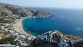 Mylopotas on the island of Ios in the Cyclades in Greece seen from the sky