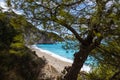 Mylos beach with azure sea, Lefkada island, Greece Royalty Free Stock Photo