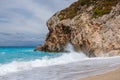 Mylos beach with azure sea, Lefkada island, Greece Royalty Free Stock Photo