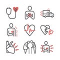 Myocardial infarction line icon. Symptoms, Treatment. Vector signs Royalty Free Stock Photo