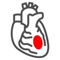 Myocardial infarction line icon, Human diseases concept, Coronary heart disease sign on white background, Ischemic heart Royalty Free Stock Photo