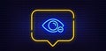 Myopia line icon. Eye diopter sign. Optometry vision. Neon light speech bubble. Vector