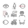 Myopia line icons set. Vector illustration for websites, magazines, brochures. Medicine signs