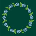 Myosotis forget-me-nots floral plant decor border wreath dark