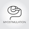 Myostimulation line icon. Methods of physiotherapy in medicine and cosmetology Treatment and prevention of diseases sign