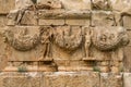 Myra Ancient City. Preserved bas-reliefs with floral ornaments and faces. Demre, Antalya, Turkey Royalty Free Stock Photo