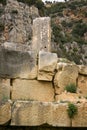 Myra Ancient City Ruins. Ornamental theater sample with a relief. Demre, Antalya, Turkey Royalty Free Stock Photo