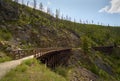 Myra Canyon Trestle 14 Cyclists Kelowna Royalty Free Stock Photo