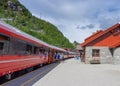 Myrdal Station is a mountain railway station and junction, located on the Bergen Line regional mainline in Aurland, Sogn og