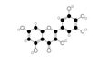 myricetin molecule, structural chemical formula, ball-and-stick model, isolated image flavonoid