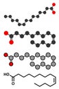 Myristoleic acid (omega-5) fatty acid molecule Royalty Free Stock Photo