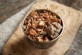 Myrrh resin in a bowl - ingredient for essential oils