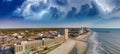 Myrtle Beach aerial panoramic view with storm approaching, South Carolina, USA Royalty Free Stock Photo