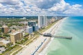 Myrtle Beach fishing pier Atlantic Ocean aerial photo