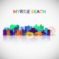 Myrtle Beach, SC skyline silhouette in colorful geometric style.