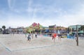 Myrtle Beach,SC/USA - 1-10-2020: People playing beach volleyball near the boardwalk in Myrtle Beach South Carolina Royalty Free Stock Photo