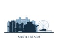 Myrtle Beach skyline, monochrome silhouette.