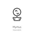 myrtus icon vector from house plants collection. Thin line myrtus outline icon vector illustration. Outline, thin line myrtus icon