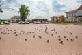 Myshkin city, Russia - 13.07.20: Uspenskaya square