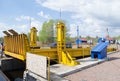 MYSHKIN, RUSSIA - MAY 04, 2016: The ferry docks to the shore