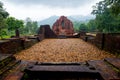 MySon temple in perspective cloudy weather Vietnam Royalty Free Stock Photo