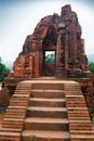 MySon temple red bricks in cloudy weather Vietnam Royalty Free Stock Photo