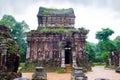MySon temples in cloudy weather Vietnam Royalty Free Stock Photo